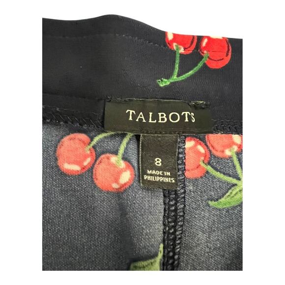 Talbots Cherry Print Womens skirt Flare Cherrygirl Cherries Secretary Office 8 - Picture 5 of 8